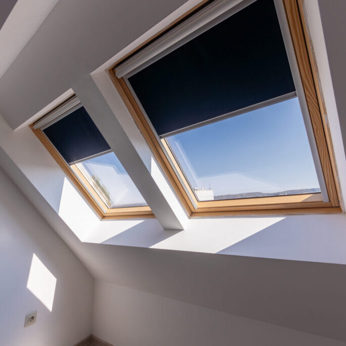 Interior shot of a roof windows. Dormer windows. Roof windows, Interior shot of a roof windows. Dormer windows. Roof windows, Skylight